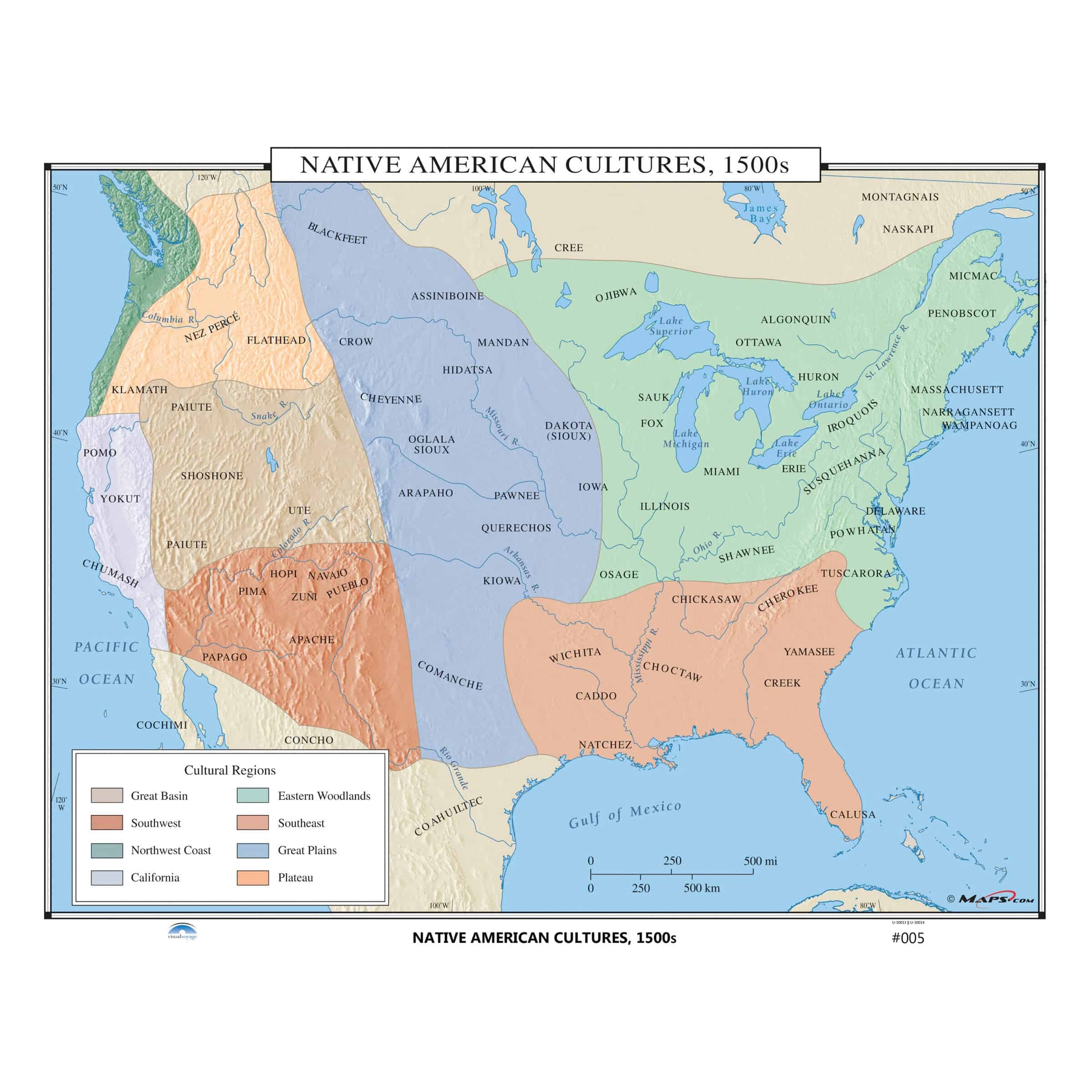 005 Native American Cultures 1500s The Map Shop