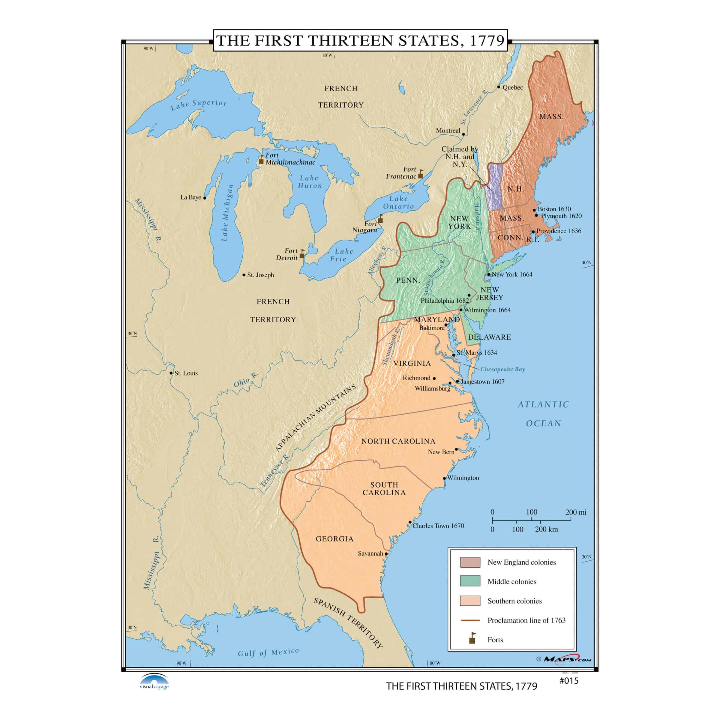 015 The First Thirteen States 1779 The Map Shop