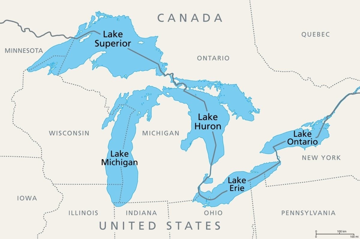 map of the great lakes in the united states