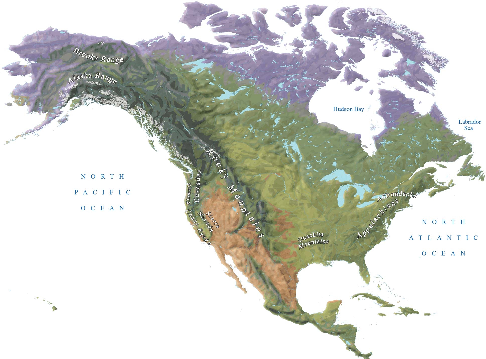 mountain physical map united states