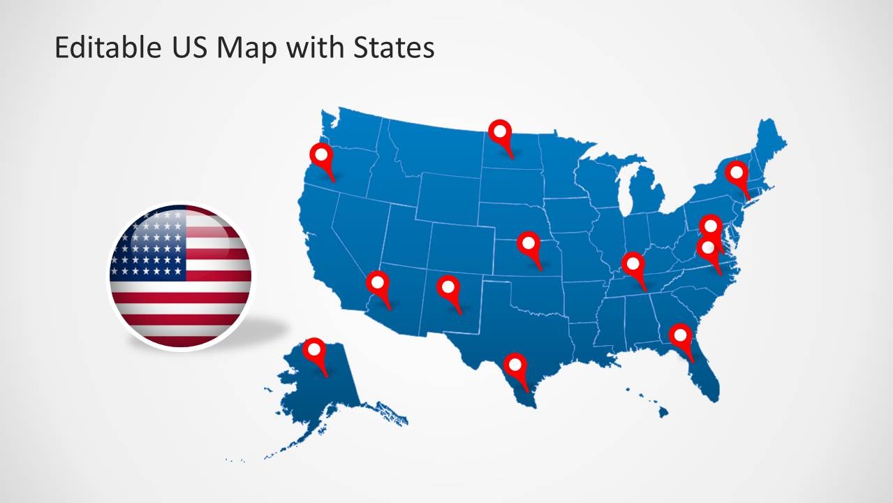 100 Editable US Map Template For PowerPoint With States
