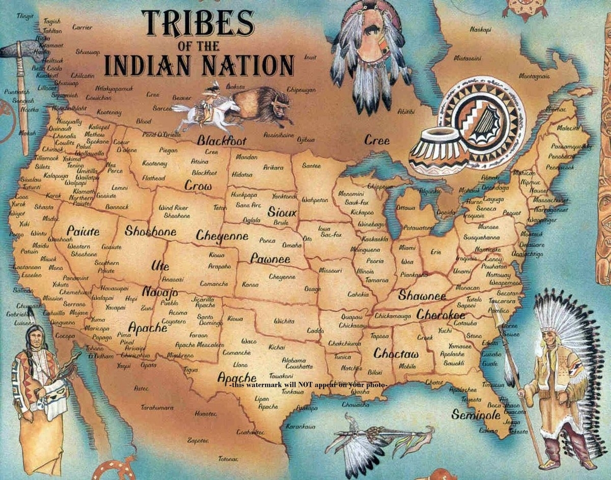 11x14 Indian Tribe Map Poster PHOTO Native Americans United States Tribes EBay