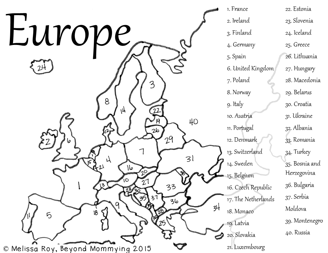 Europe fill-in map