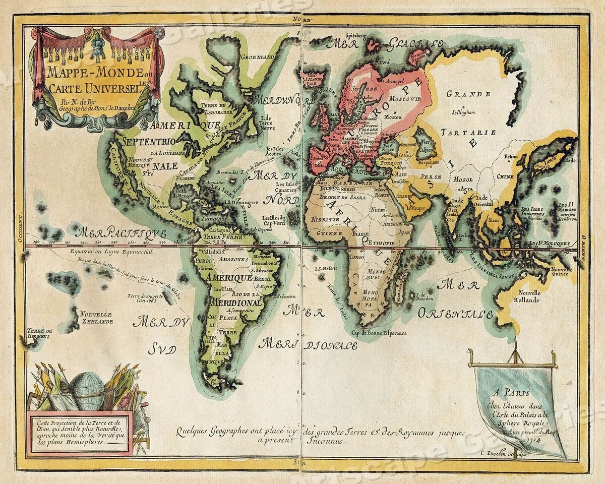 1700s Map Of The World Remarkable Vintage Style Map 20x24 EBay