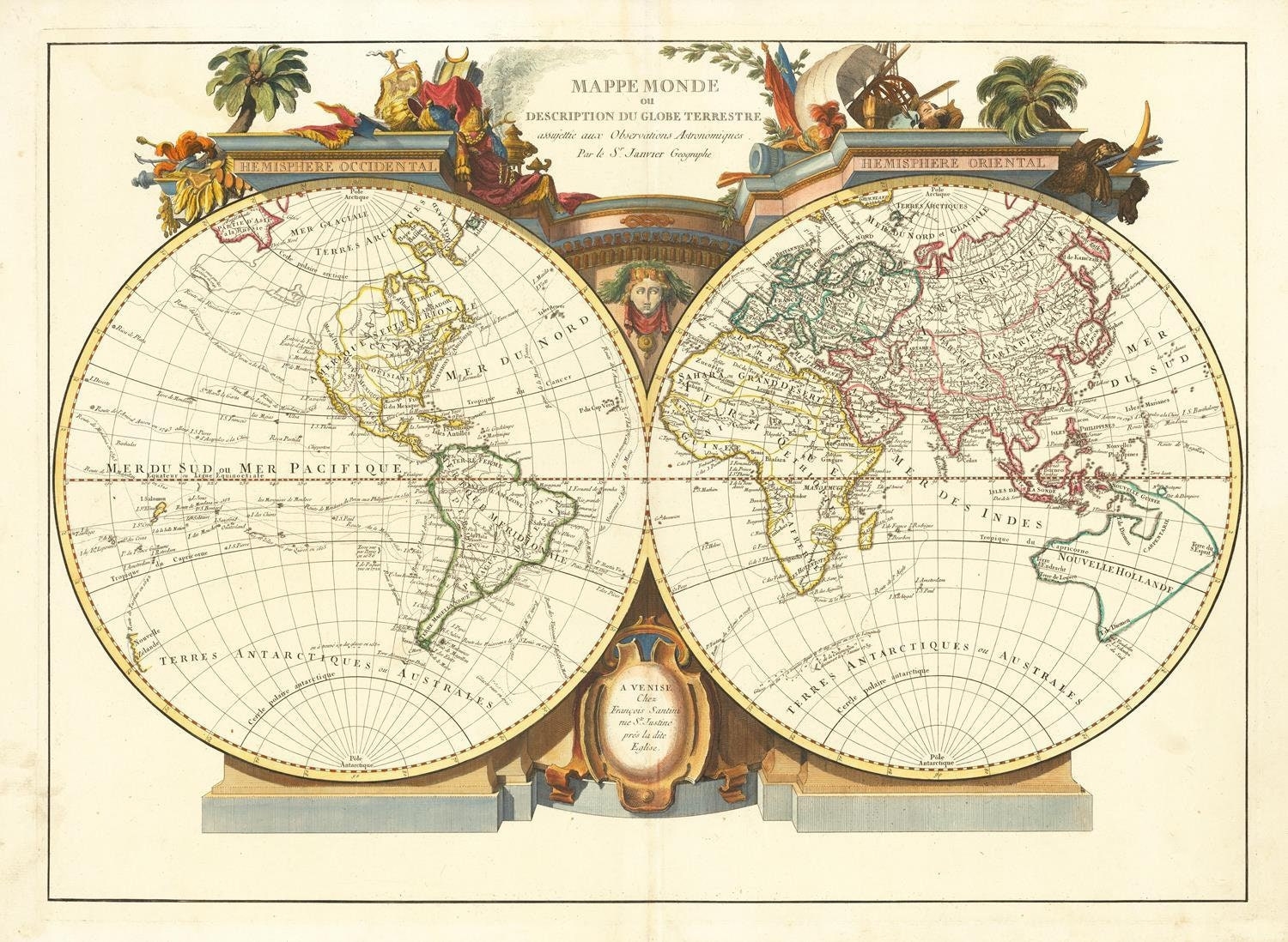 1776 World Map Print Antique Fine Art Reproduction Etsy