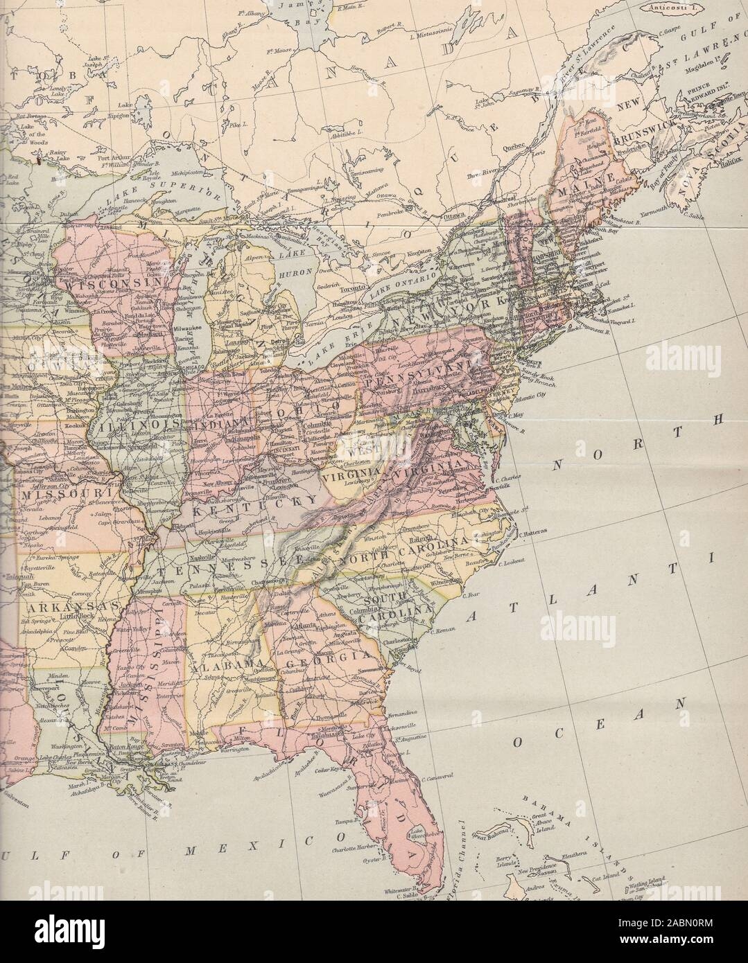 1800s Map Of United States North America Stock Photo Alamy