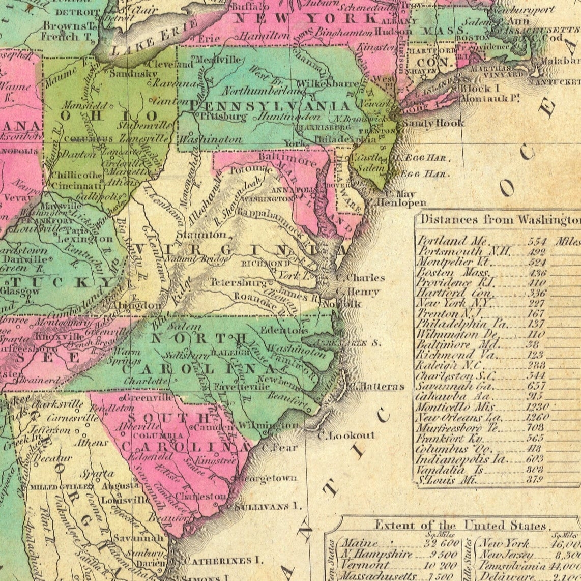1830 Map Of United States And Territories Old Maps And Prints Vintage Art Print Antique US Map Americana United States Historic Map Etsy