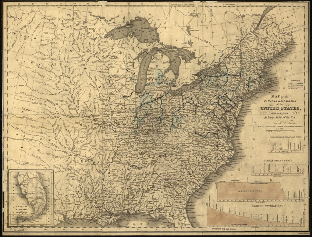 1840 North America Map By Henry S Tanner The American Canal Society