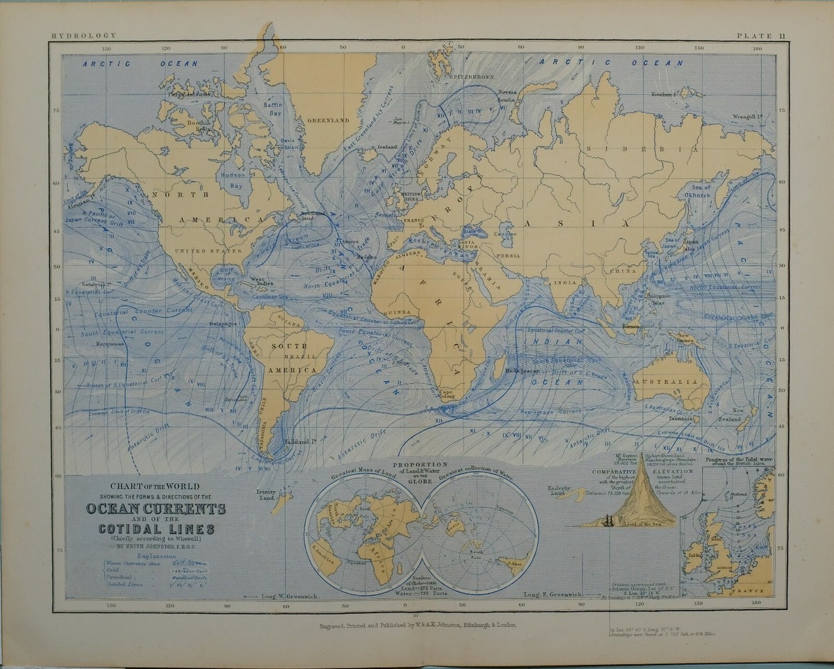 1880 MAP CHART OF THE WORLD OCEAN CURRENTS COTIDAL LINES MOUNT EVEREST TIDAL EBay 1880 MAP CHART OF THE WORLD OCEAN CURRENTS COTIDAL LINES MOUNT EVEREST TIDAL EBay