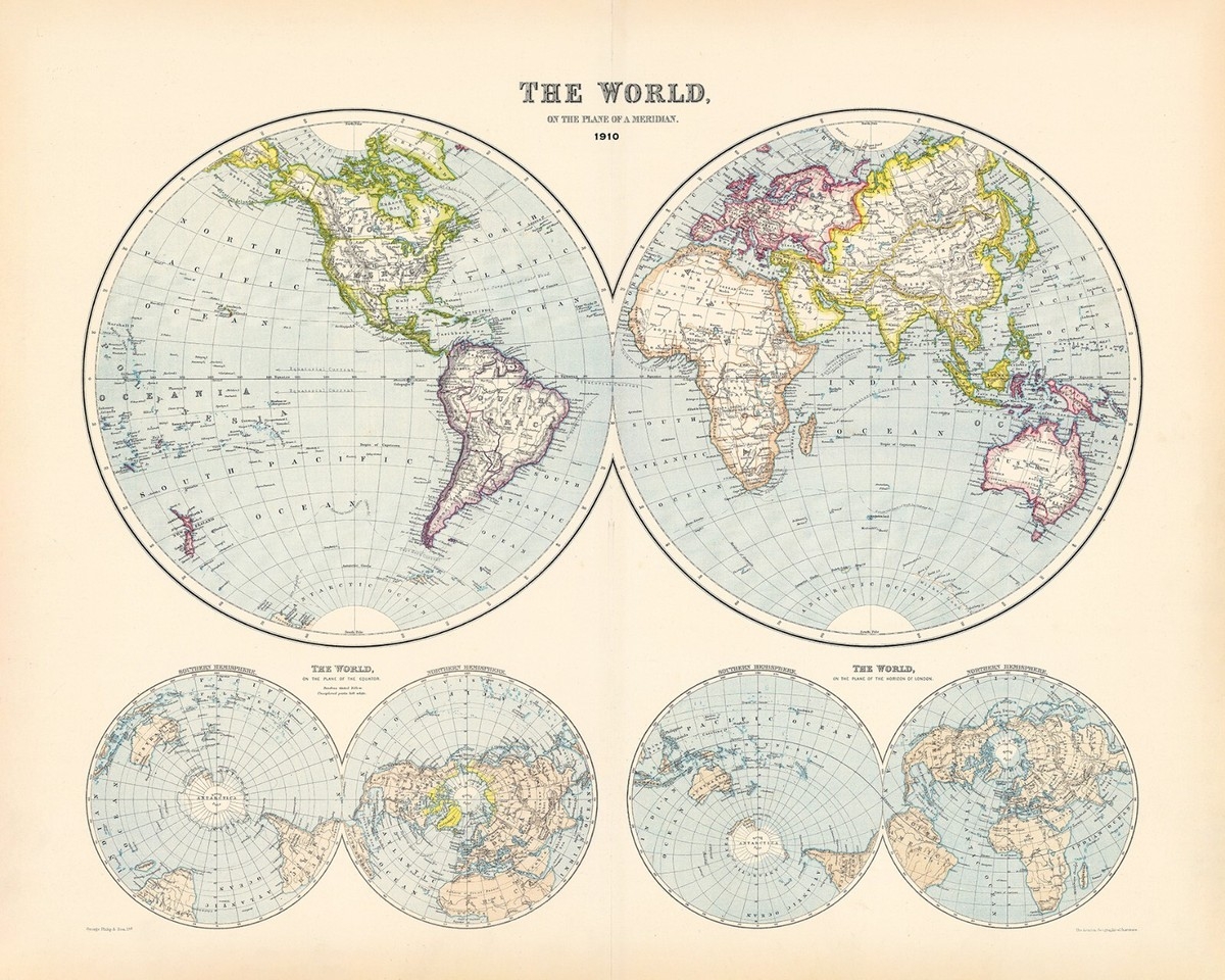 1910 Map Of The World EBay