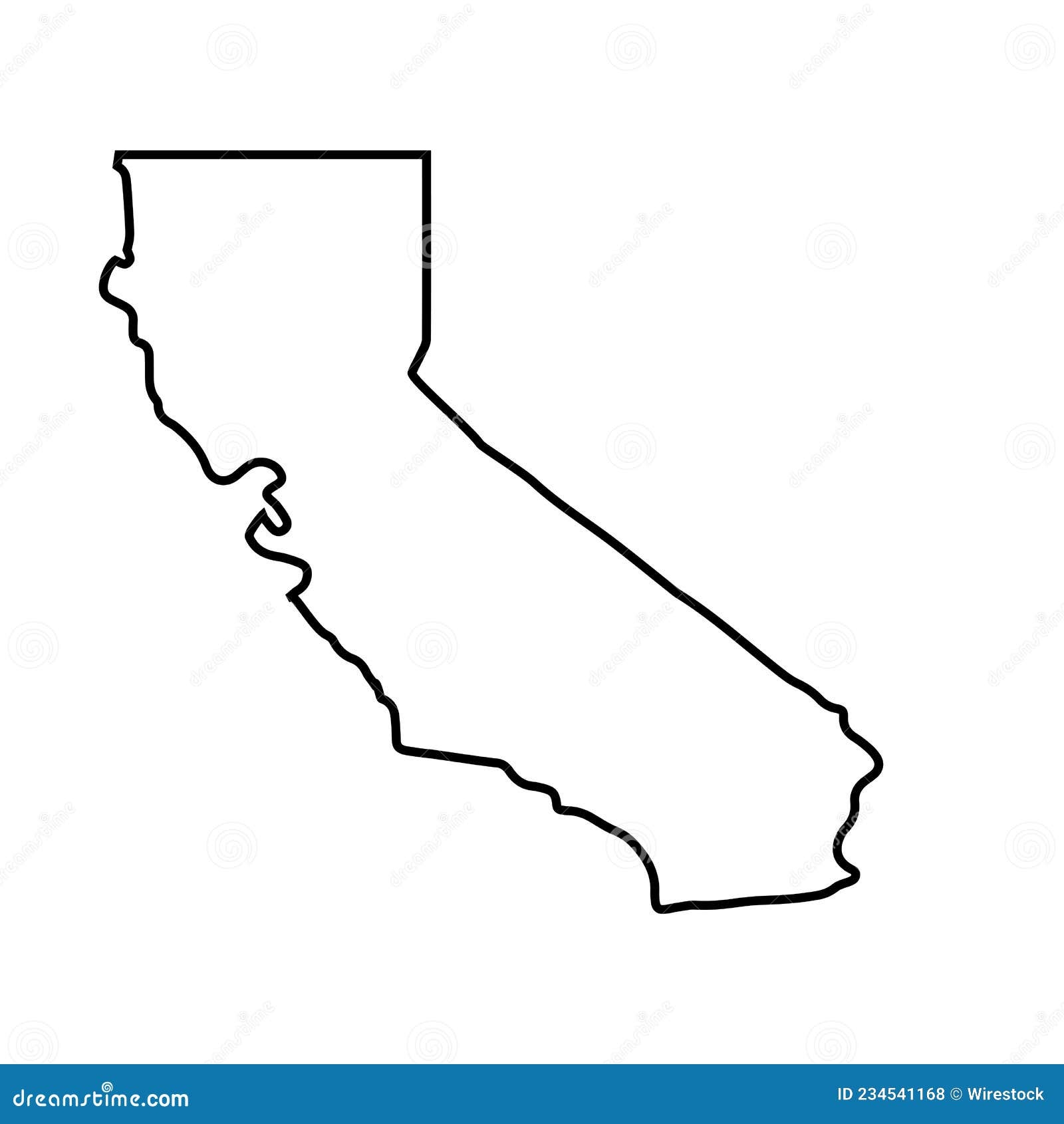 2D State Of California Outline Map On White Background Stock Illustration Illustration Of Geography America 234541168