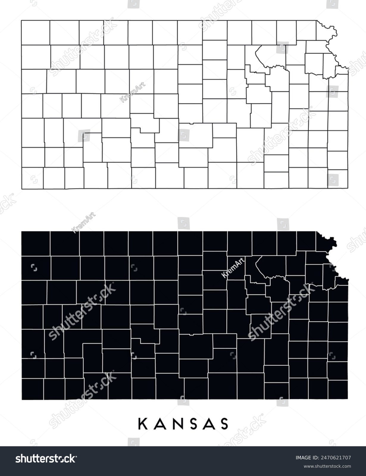 blank kansas county map