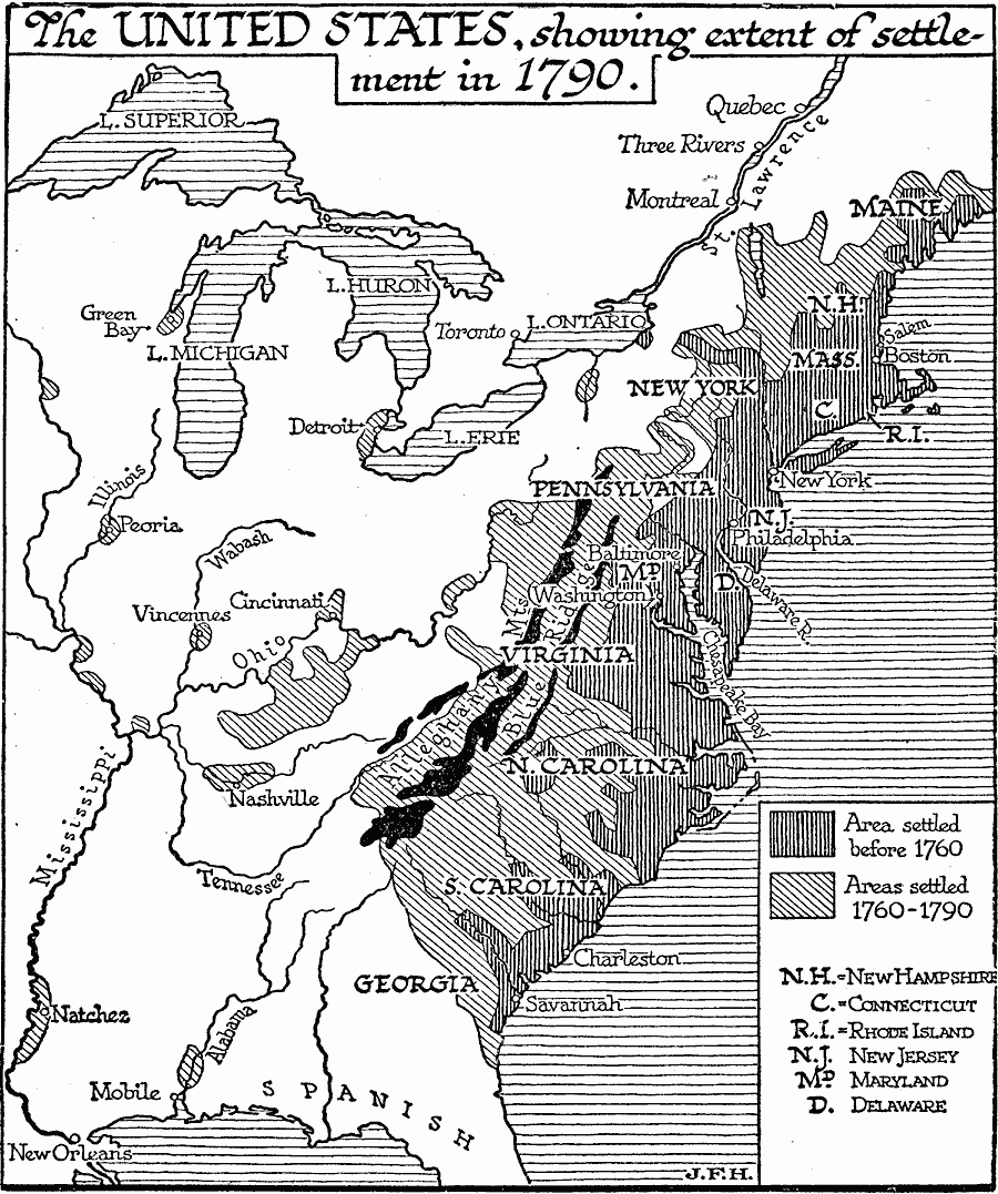 map of the united states 1790