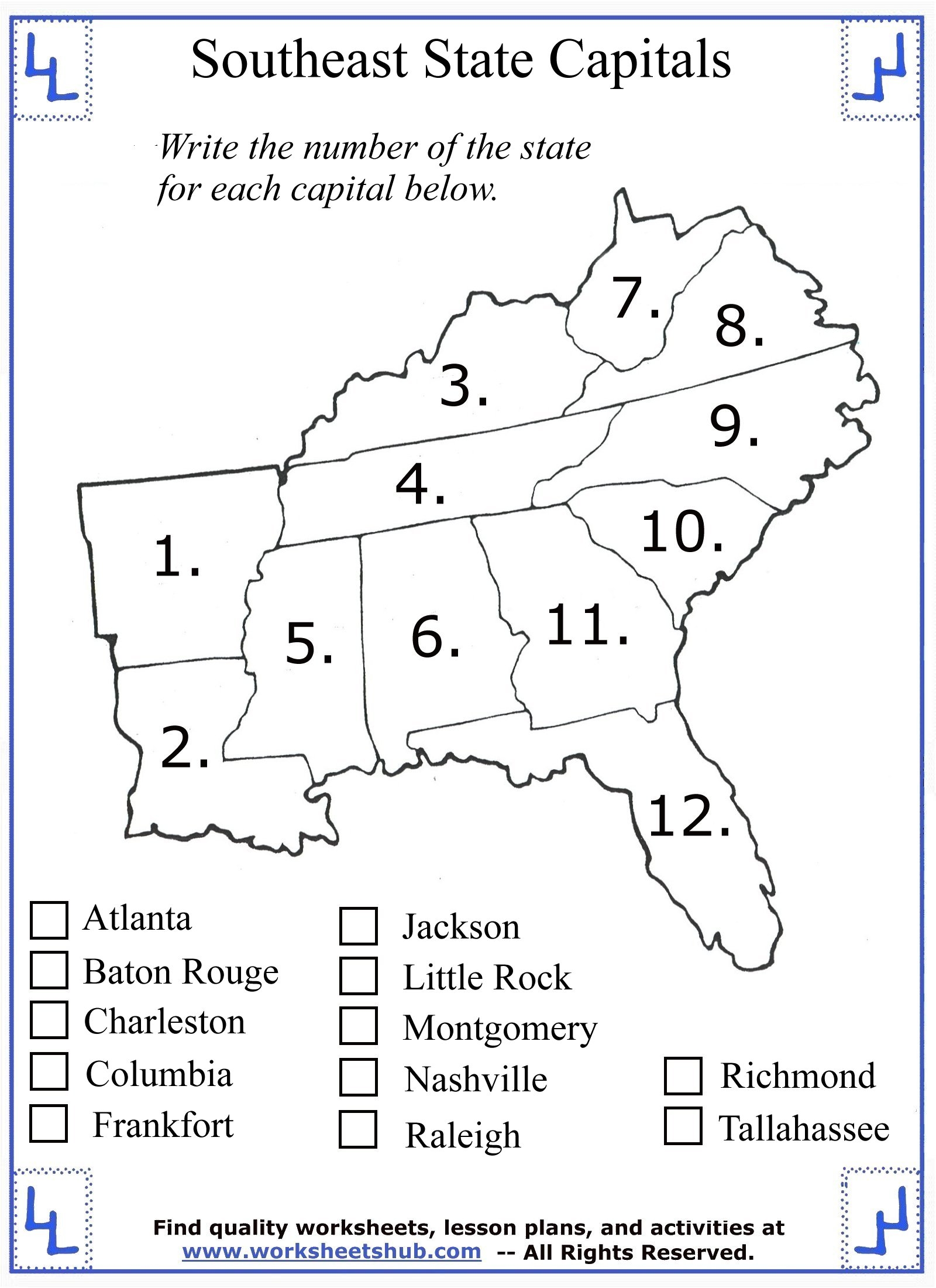 southeastern states map blank