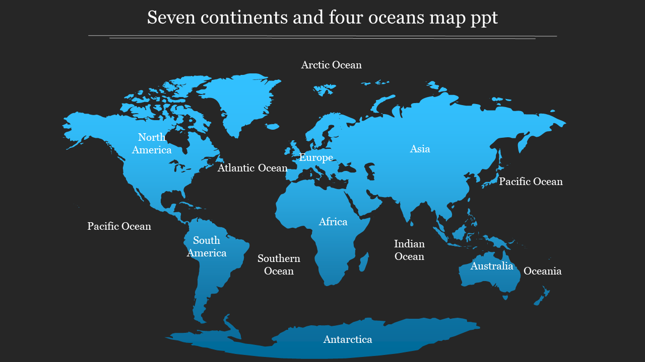 7 Continents And 4 Oceans Map Google Slides And PPT Template