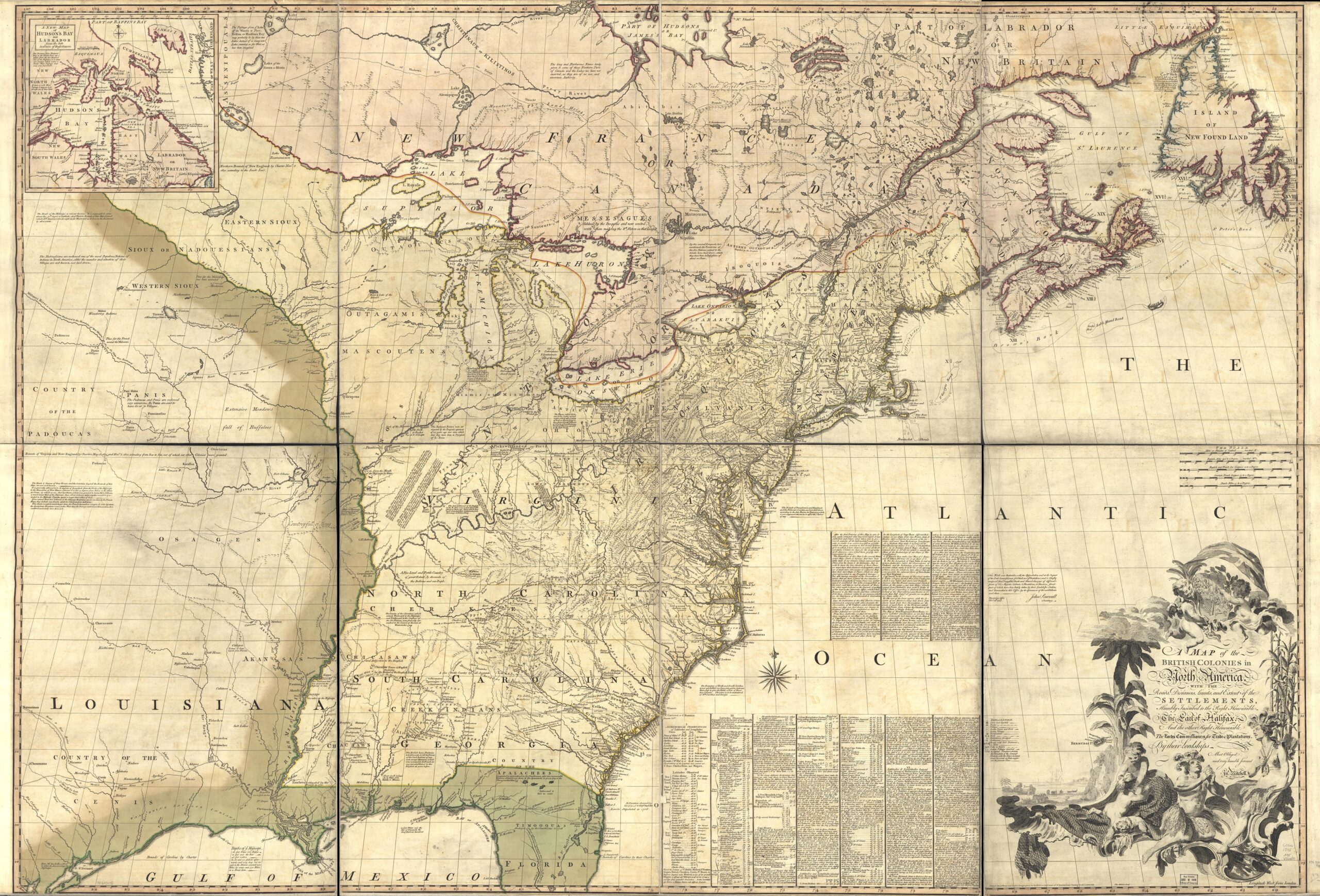 A Map Of The British Colonies In North America With The Roads Distances Limits And Extent Of The Settlements Humbly Inscribed To The Right Honourable The Earl Of Halifax And The Other
