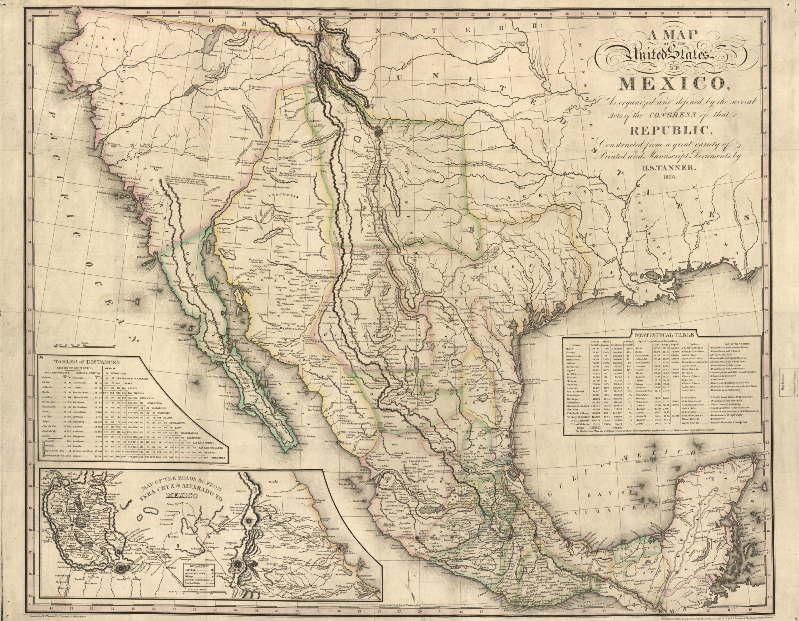 A Map Of The United States Of Mexico As Organized And Defined By The Several Acts Of The Congress Of That Republic Constructed From A Great Variety Of Printed And Manuscript