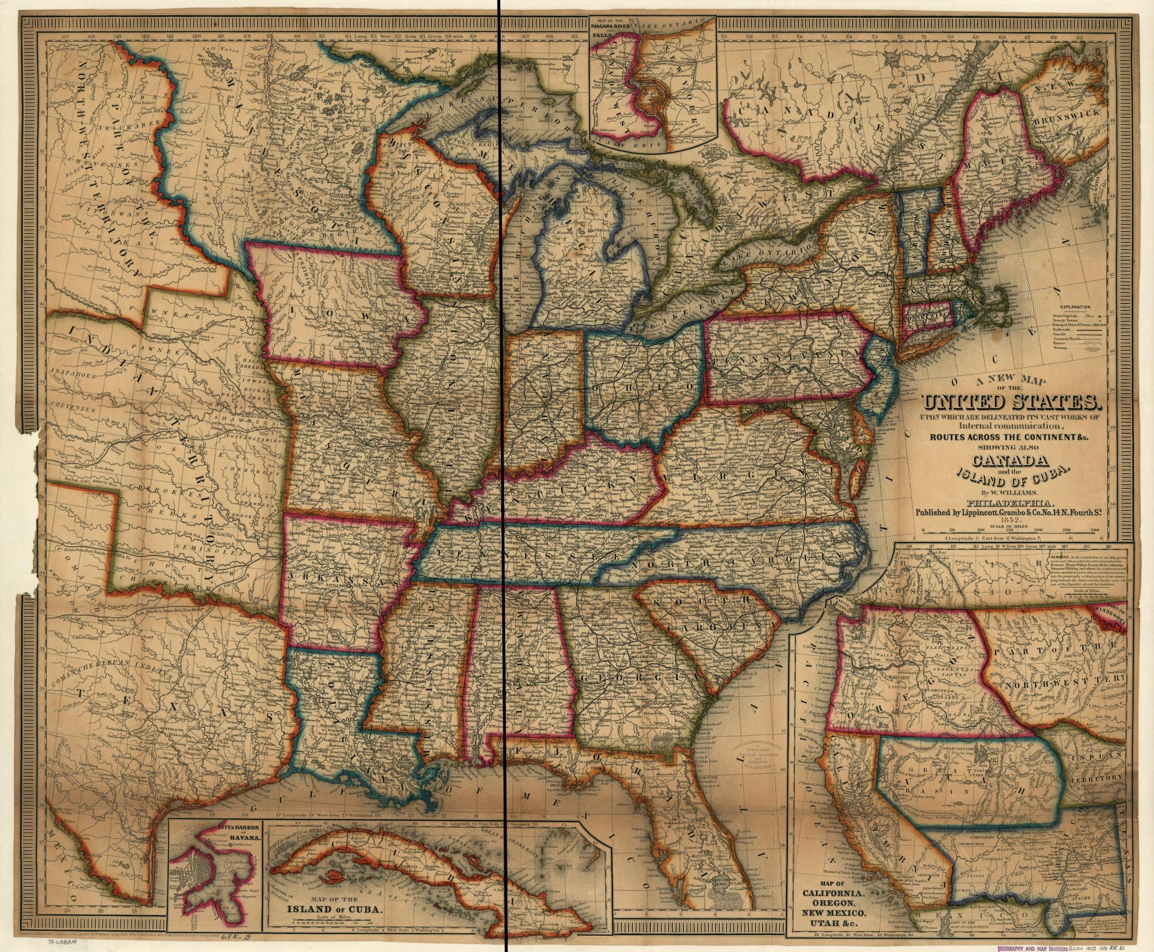 A New Map Of The United States Upon Which Are Delineated Its Vast Works Of Internal Communication Routes Across The Continent c Library Of Congress