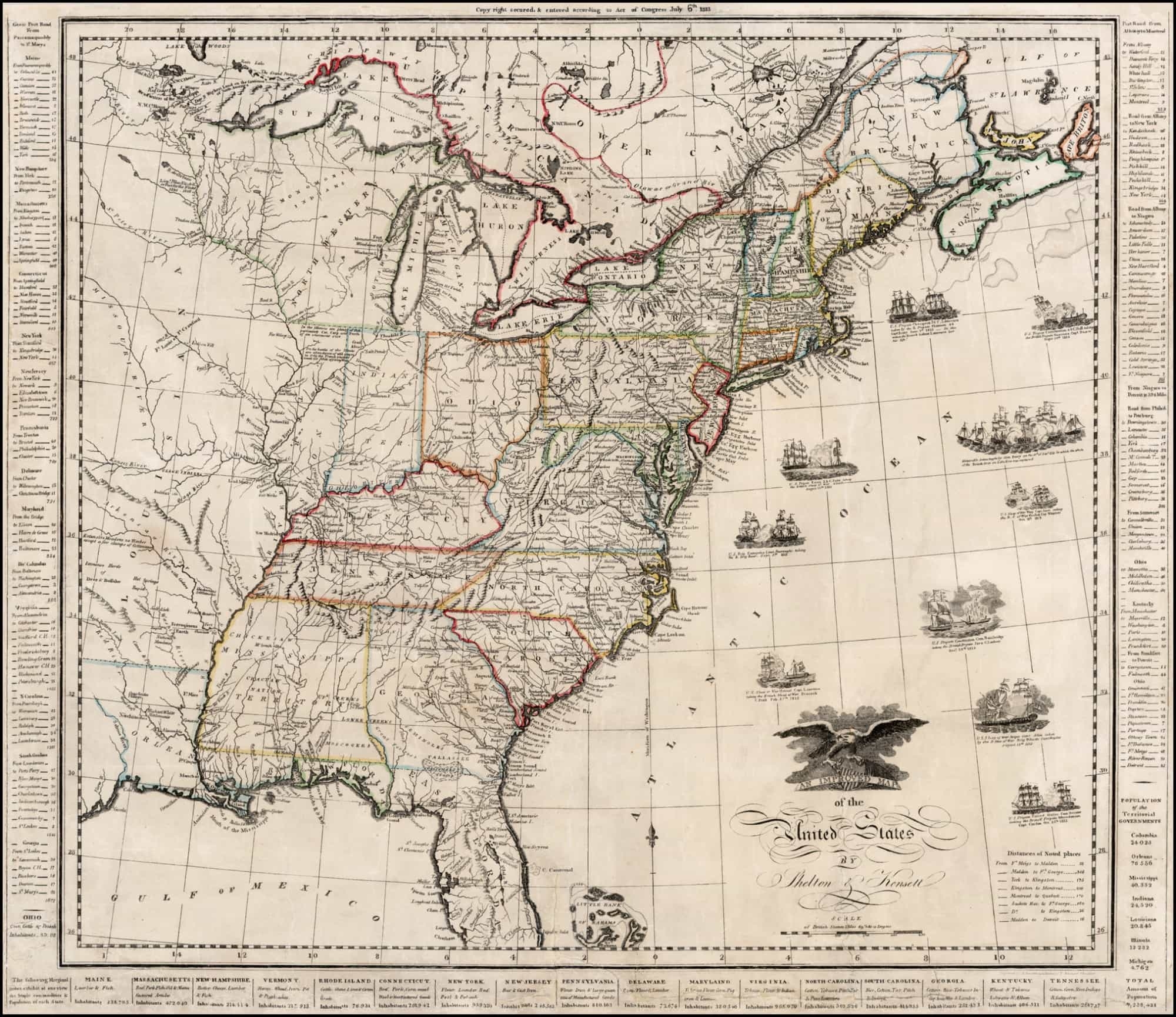 A Scarce War Of 1812 era Map Of The United States Rare Antique Maps