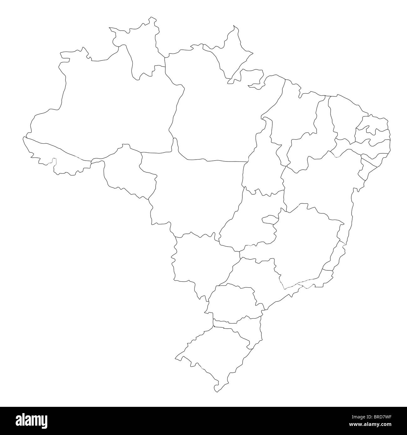 A Stylized Blank Map Of Brazil All Isolated On White Background Stock Photo Alamy
