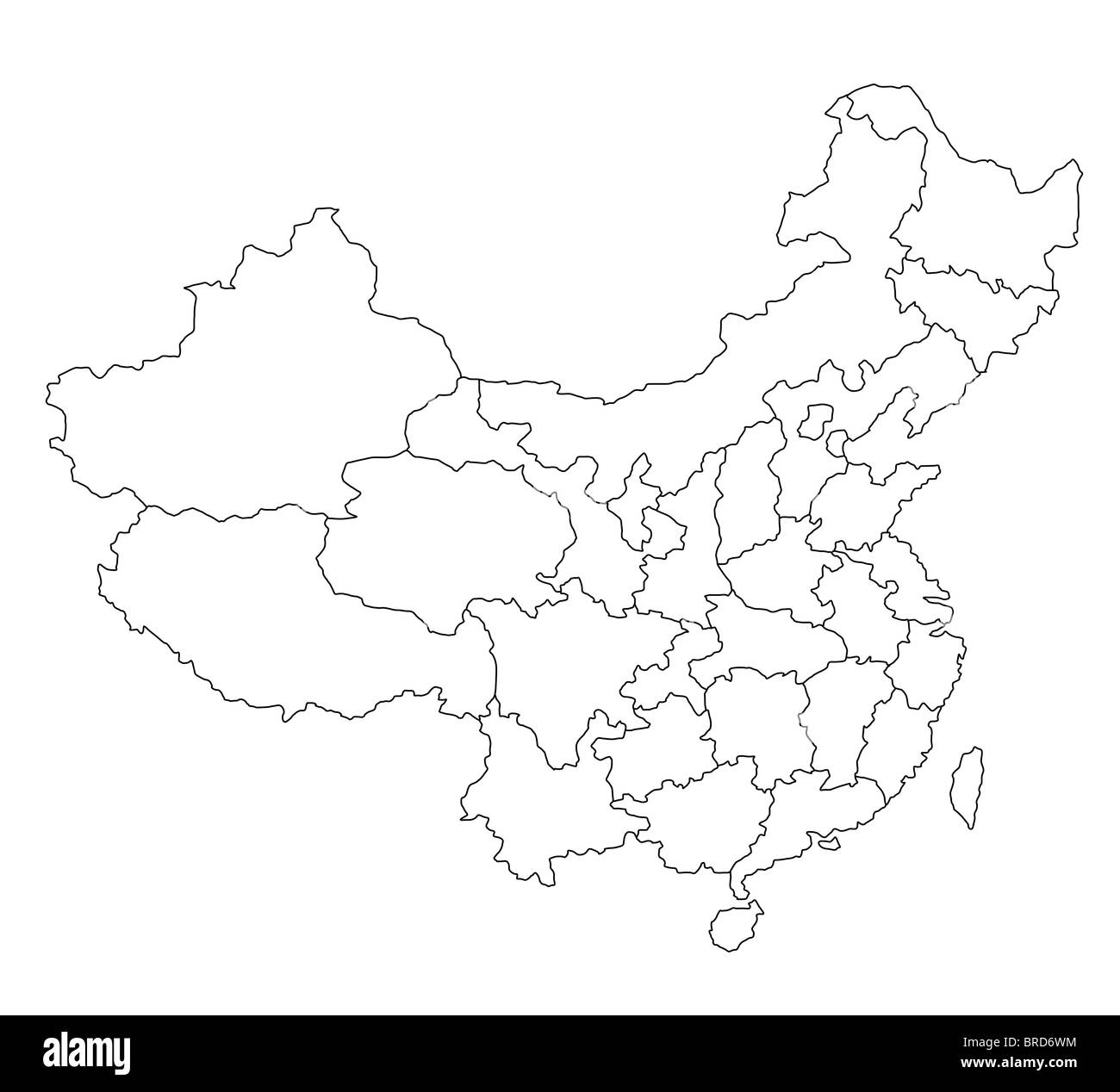 A Stylized Blank Map Of China All Isolated On White Background Stock Photo Alamy
