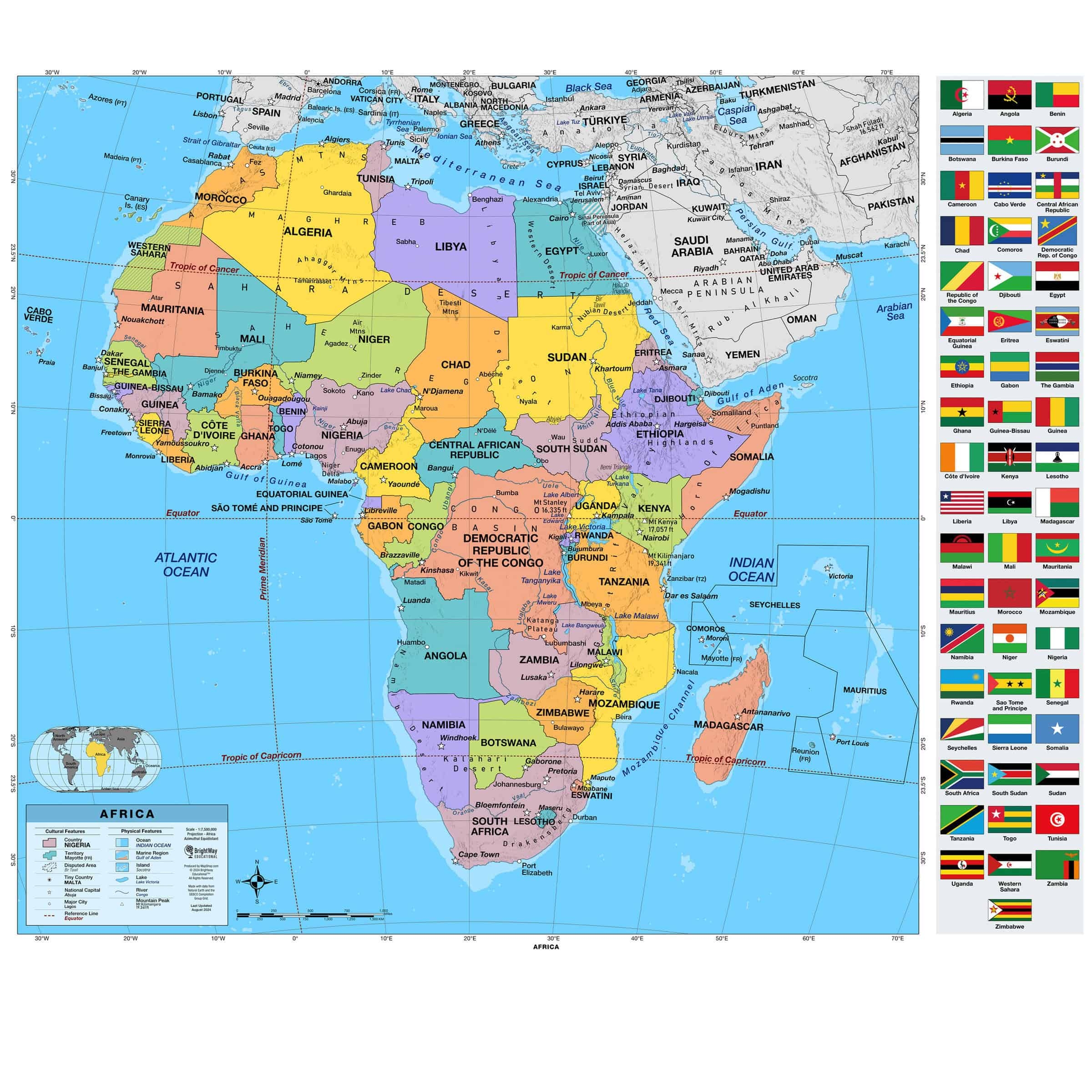 Africa Intermediate Wall Map BrightWay Educational