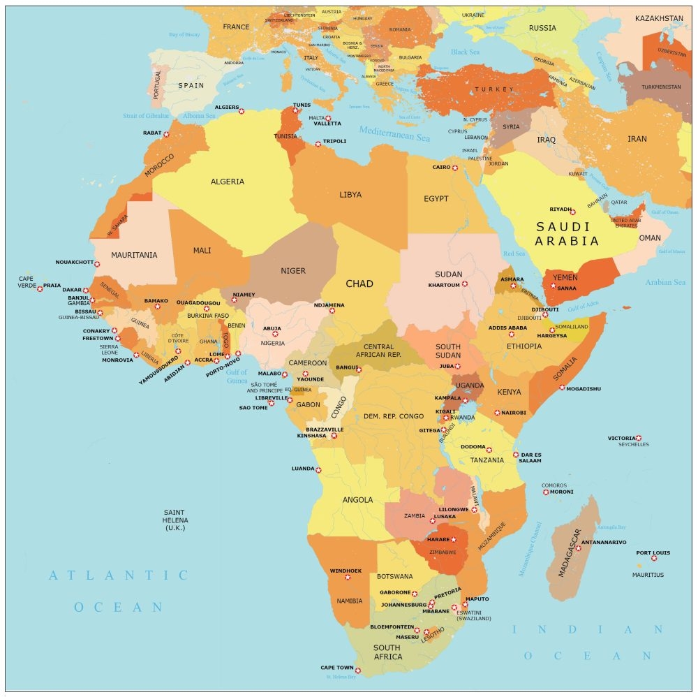 Africa Map With Countries And Capitals GIS Geography