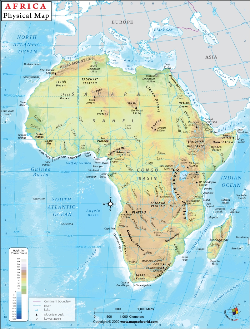 Africa Physical Map Geographic Features And Landscapes