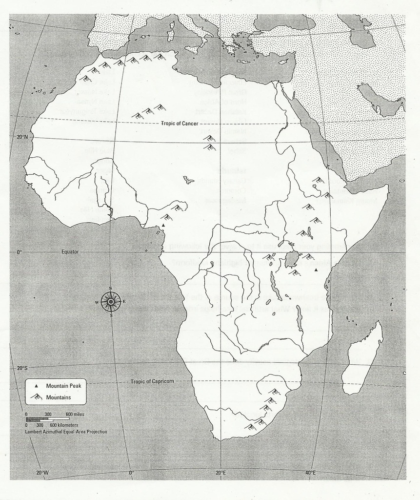 Africa Physical Map Mountains Deserts Islands Regions Diagram Quizlet