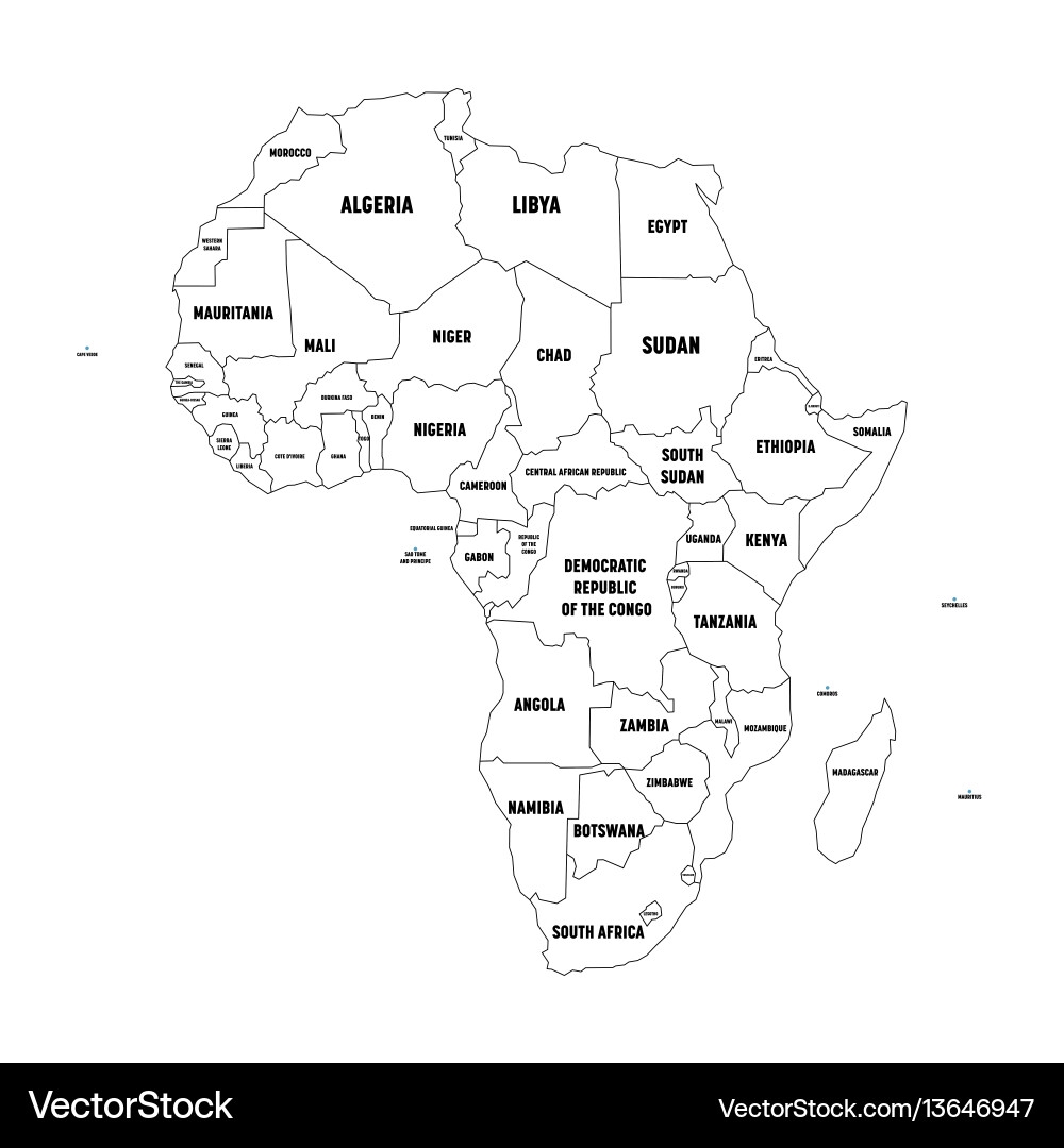 Africa Political Map Black Outline Royalty Free Vector VectorStock Africa Political Map Black Outline Royalty Free Vector VectorStock