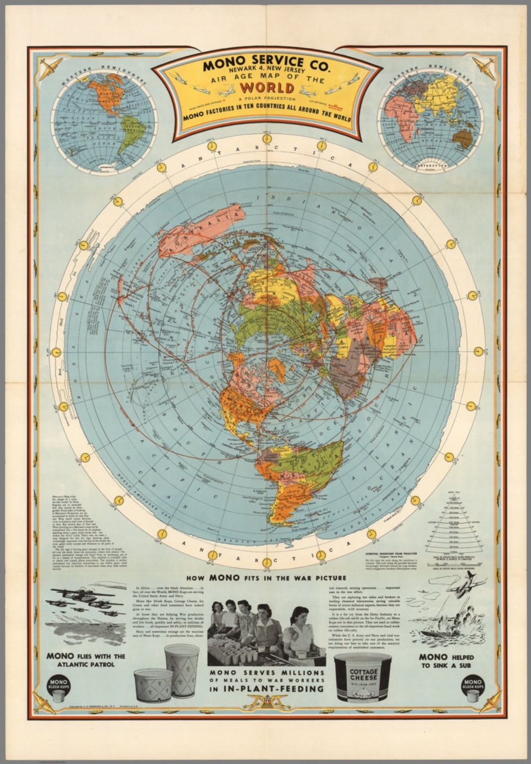 Air Age Map Of The World A Polar Projection David Rumsey Historical Map Collection Air Age Map Of The World A Polar Projection David Rumsey Historical Map Collection
