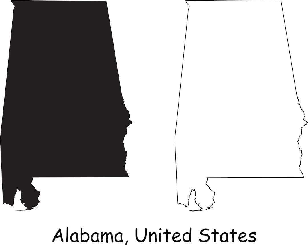 Alabama Map SVG AL USA United States Of America Us Black Outline Silhouette Clipart Vector Graphic Icon Banner Svg Eps Ai Png Jpg Pdf Etsy Denmark