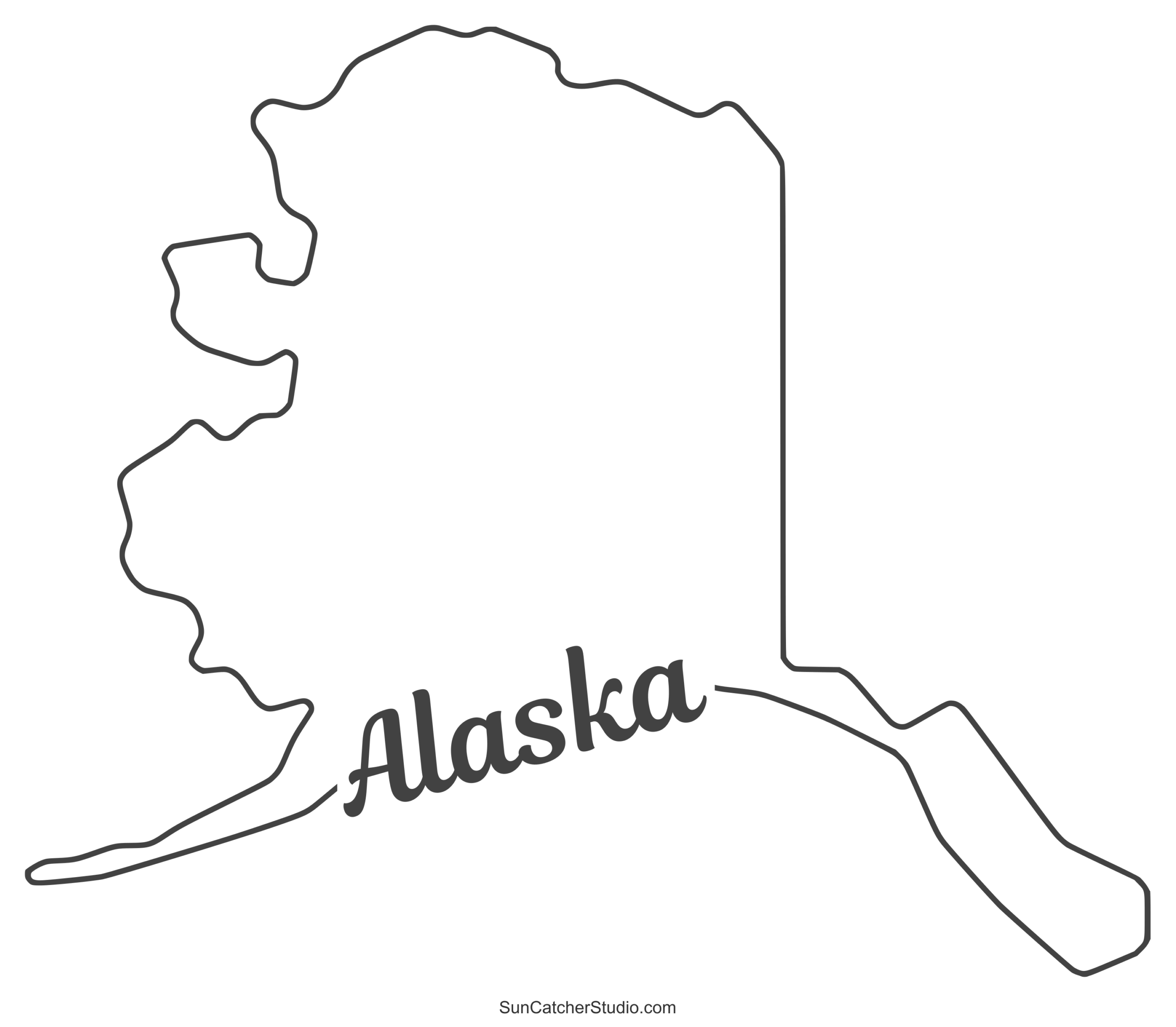 Alaska Map Outline Printable State Shape Stencil Pattern Free Printables Lettering SVG Files Tools Apps
