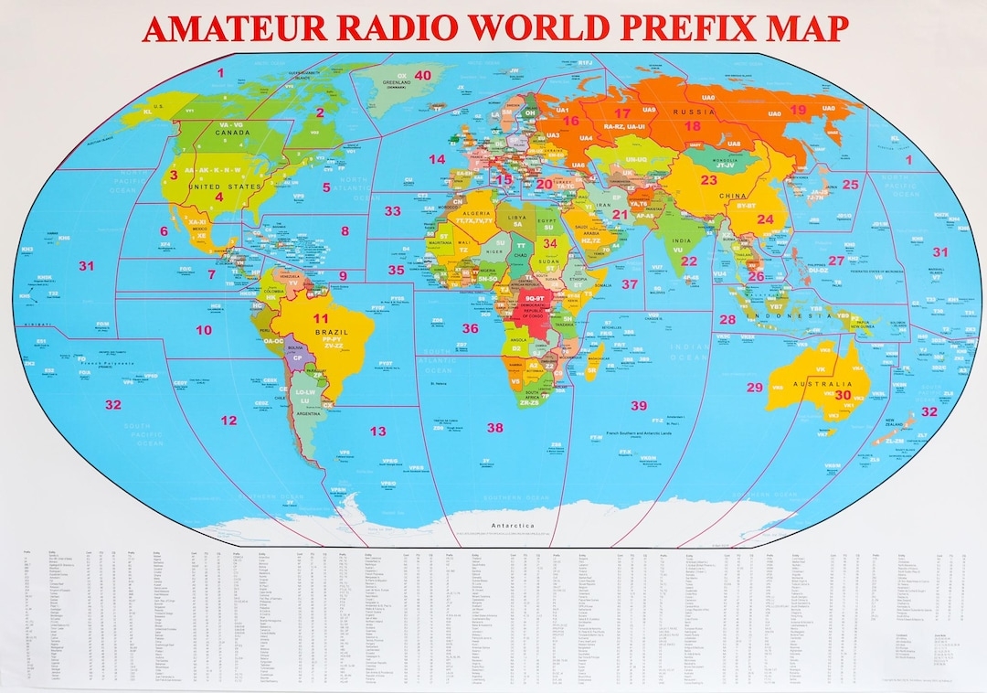 Amateur Radio World Prefix Map Ham Radio Operator Size 99cm X 68cm Etsy Finland Amateur Radio World Prefix Map Ham Radio Operator Size 99cm X 68cm Etsy Finland