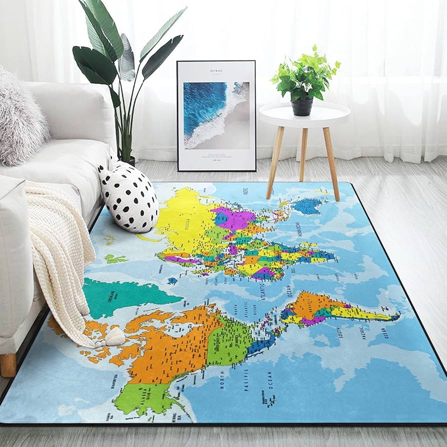 Amazon ALAZA Colorful World Map Area Rug Rugs For Living Room Bedroom 4 10 X 6 8 Home Kitchen