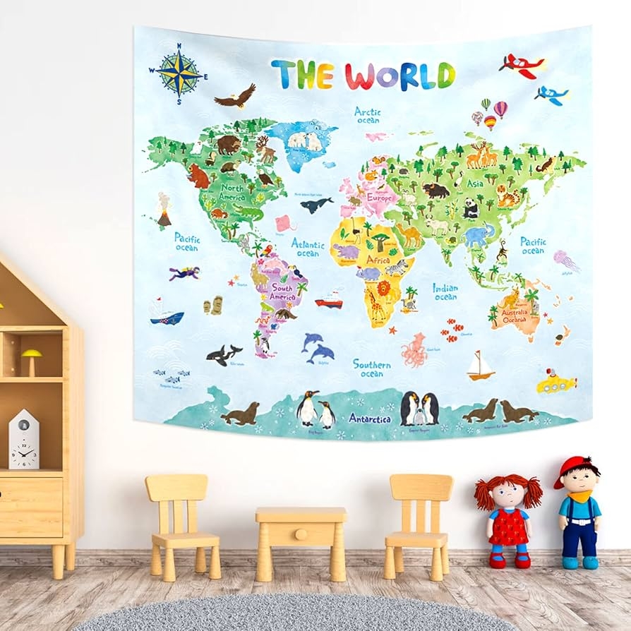 map of world wall hanging