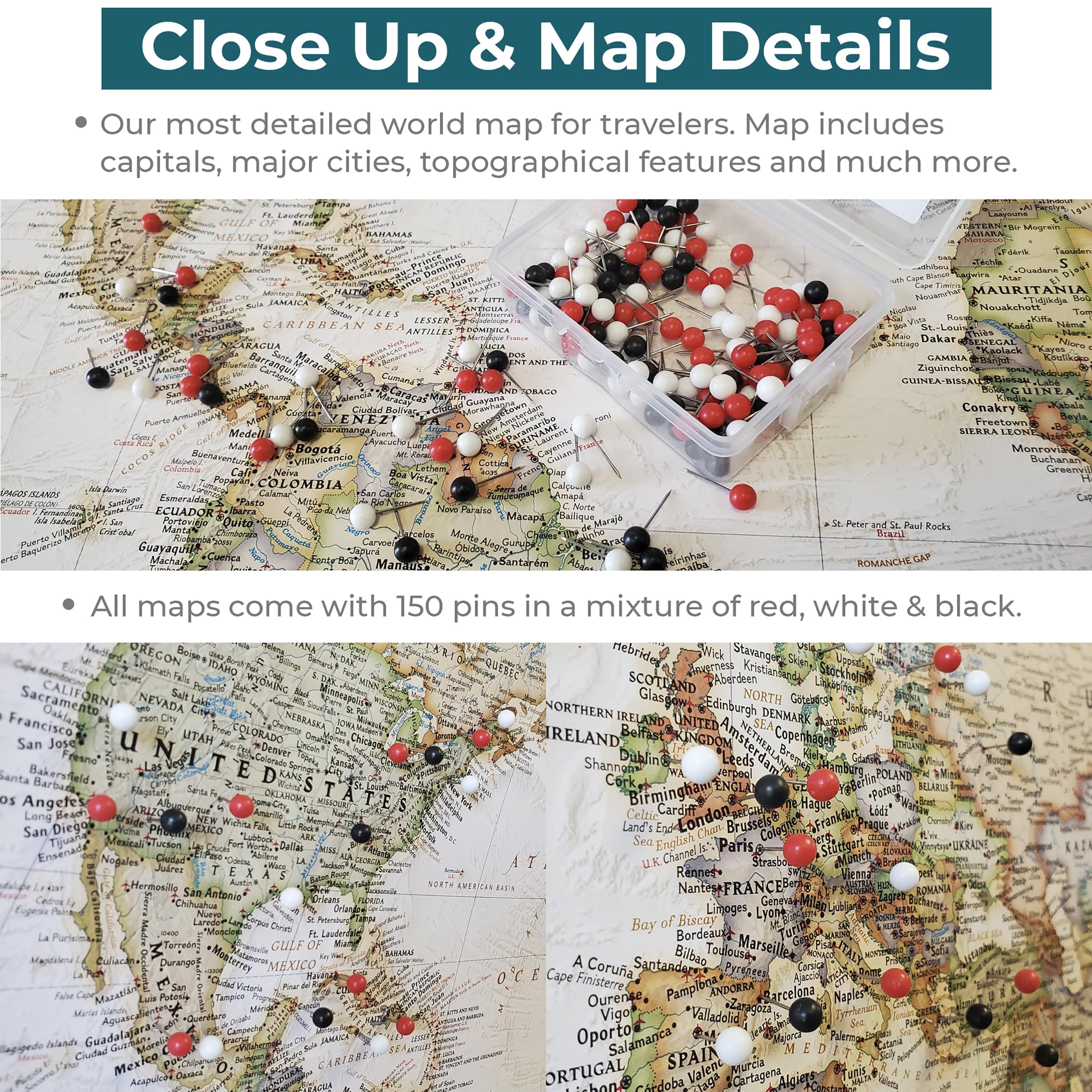 Amazon Canvas Executive World Map Pin Board Framed Travel Map With Pins For Wall Personalized Push Pin World Map For Tracking Journeys 27 5 X 39 5 Black Frame Home Kitchen