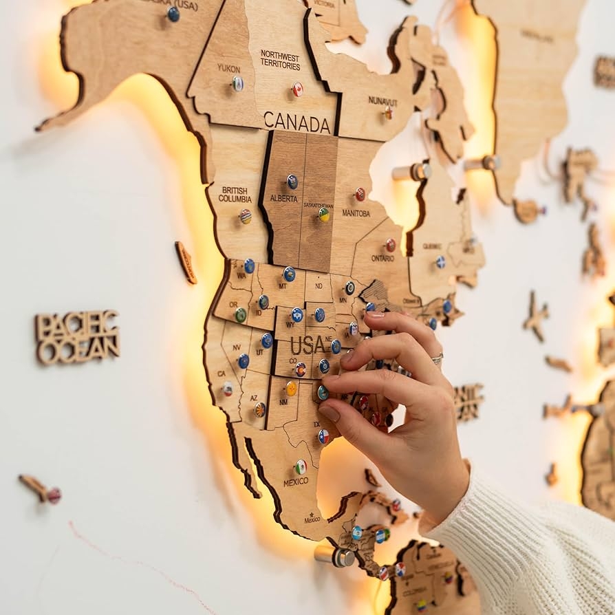 Amazon Enjoy The Wood 3D LED Wood World Map 3 0 Wall Art Modern Home Decor Gifts LED Lighting Wall Decor Housewarming Gift Idea Travel Wooden Maps With Backlighting All
