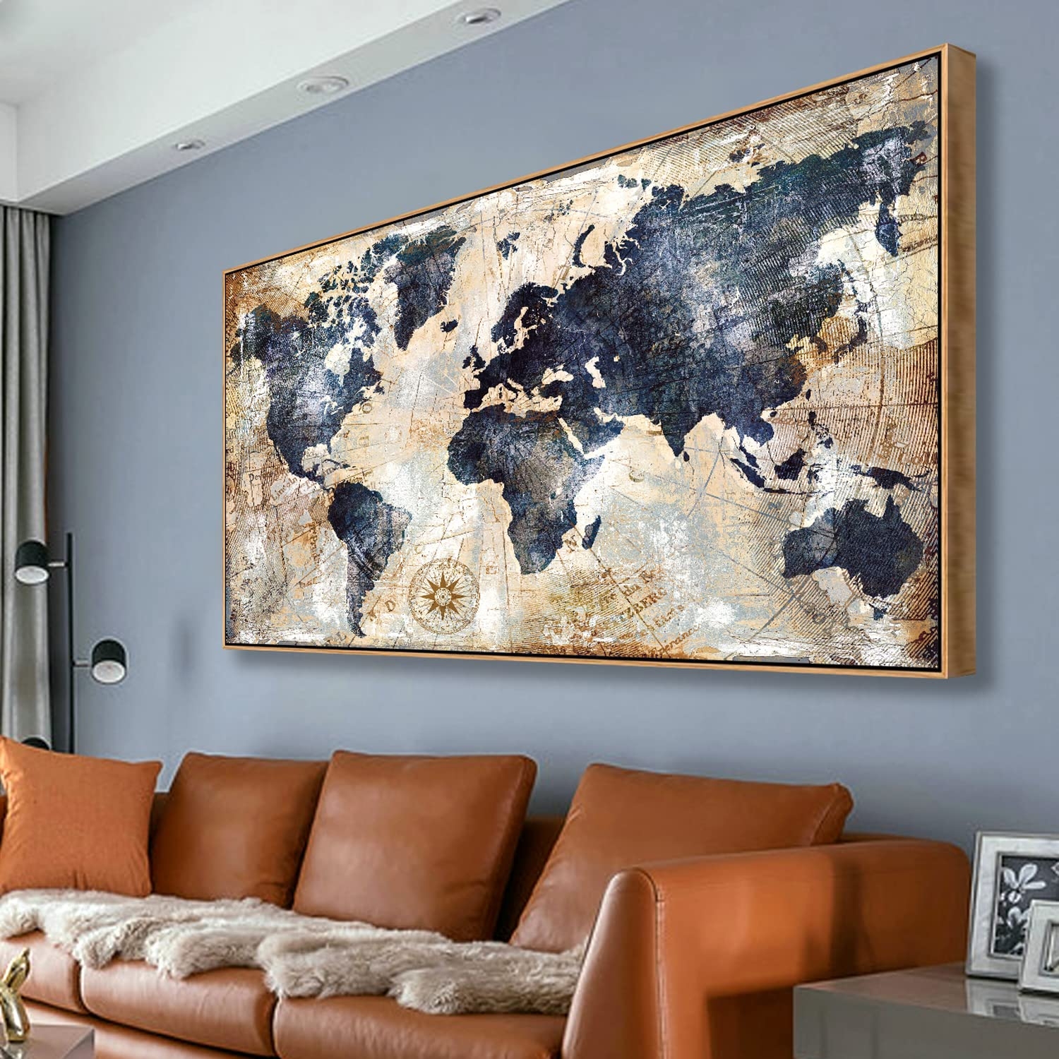 framed world map