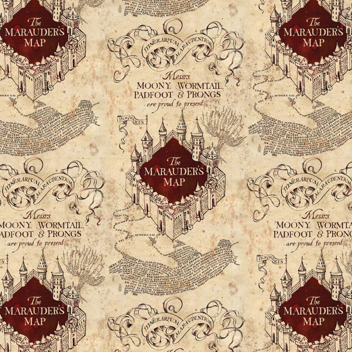 Amazon Harry Potter Wizarding World Marauders Map Tan Premium Quality 100 Cotton Fabric By 1 2 Of A Yard Arts Crafts Sewing