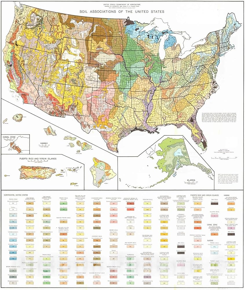 Amazon Historic Map 1938 Soil Association Of The United States Vintage Wall Art 24in X 29in Posters Prints