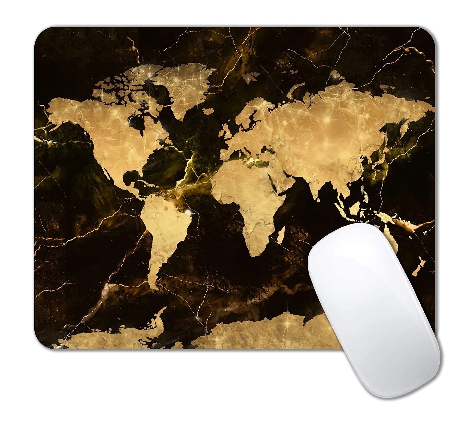 Amazon IMAYONDIA Square Mouse Pad World Map Mouse Pad Black Gold Marble Mousepad Non Slip Rubber Mouse Pad Vintage Map Design Mouse Pads For Office Work Men 9 5 X 7 9 Inch Office