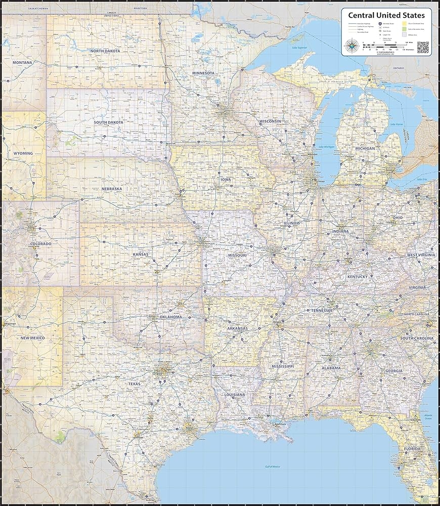 Amazon Mapping America Central US Laminated Wall Map 36 Wide By 42 High Office Products