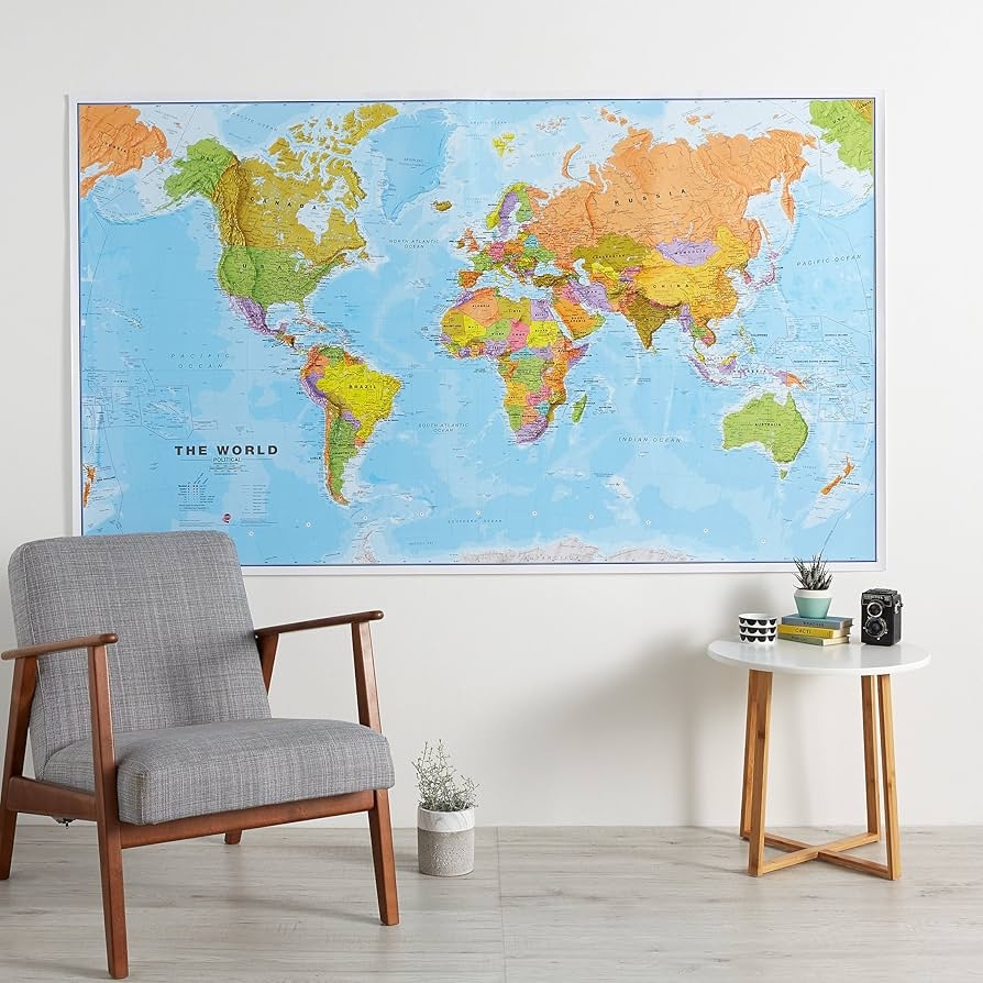 Amazon Maps International Giant World Map Mega Map Of The World 46 X 80 Fully Laminated 2025 Updated Office Products