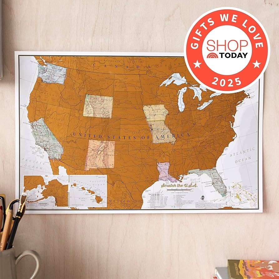 Amazon Maps International Scratch Off Map Of The United States USA Wall Map Scratch Off Detailed Cartography US States National Parks Office Products
