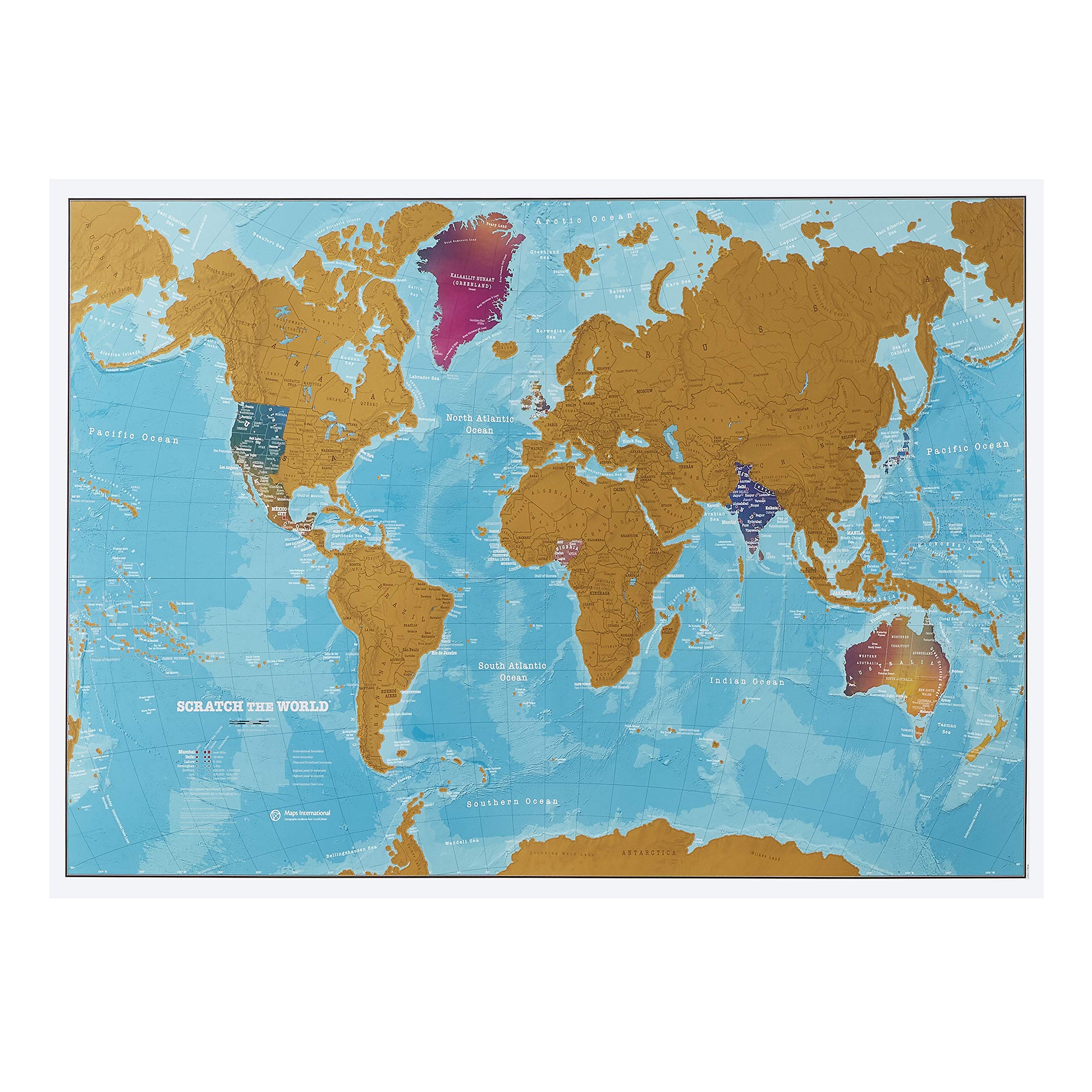 Amazon Maps International Scratch The World Watercolor Map Scratch Off World Map Poster Most Detailed Cartography 23 X 33 Office Products