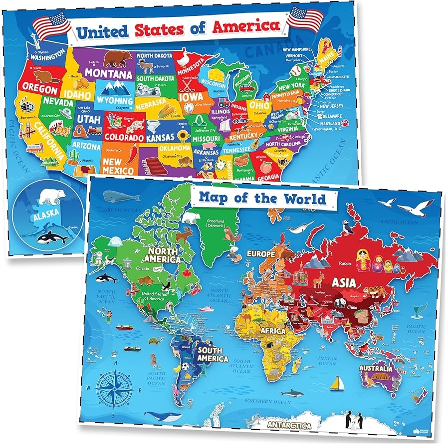 united states and world map