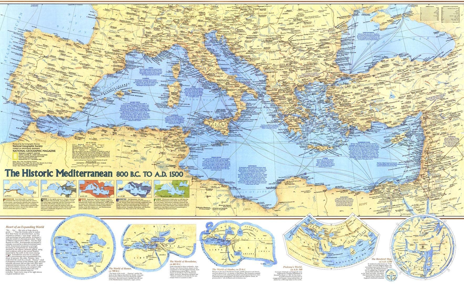 Amazon National Geographic Historic Mediterranean Wall Map 800 BC To AD 1500 36 75 X 22 5 Inches Art Quality Print Office Products