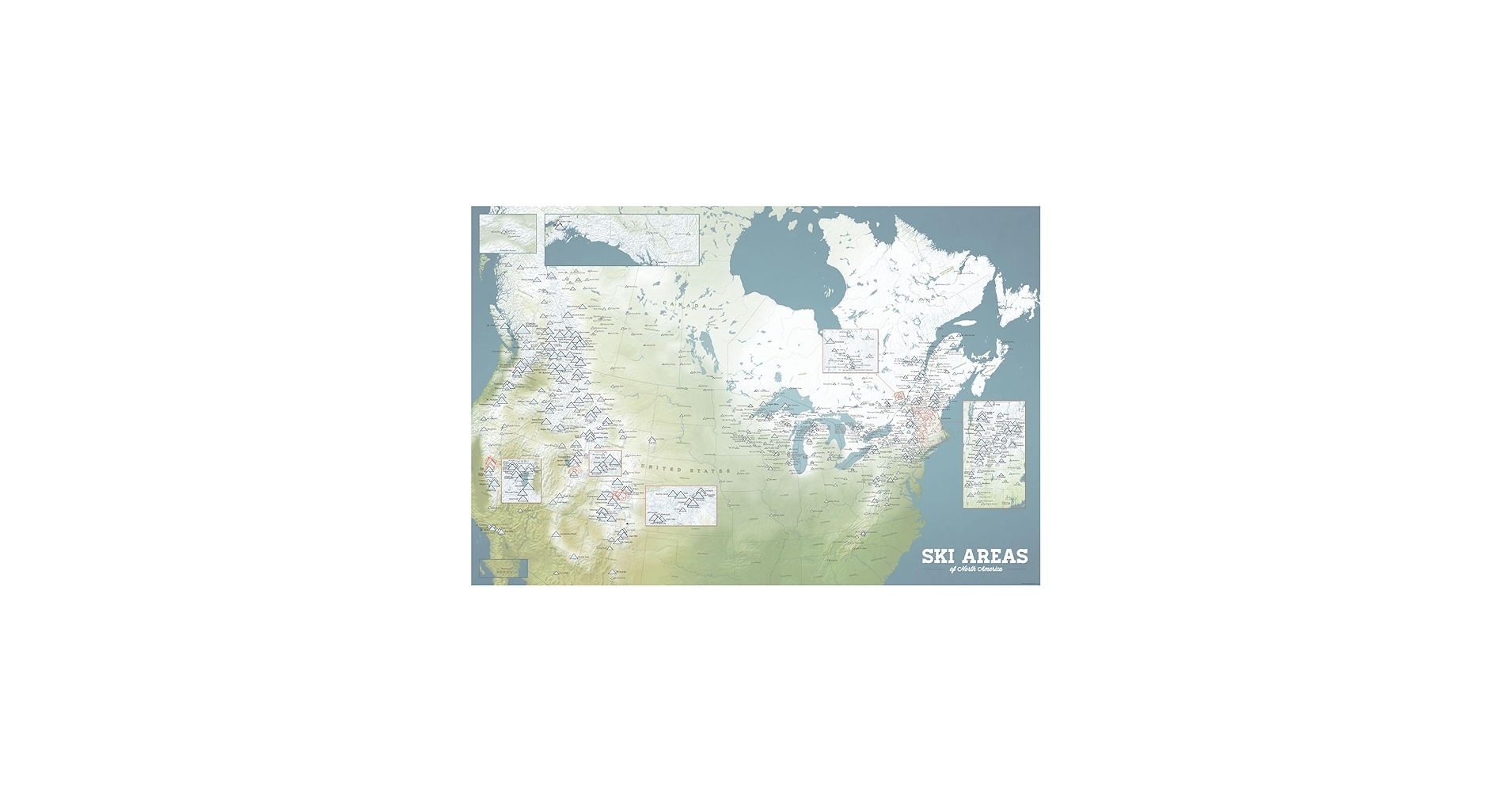 Amazon North America Ski Resorts Map 24x36 Poster Natural Earth Sports Outdoors