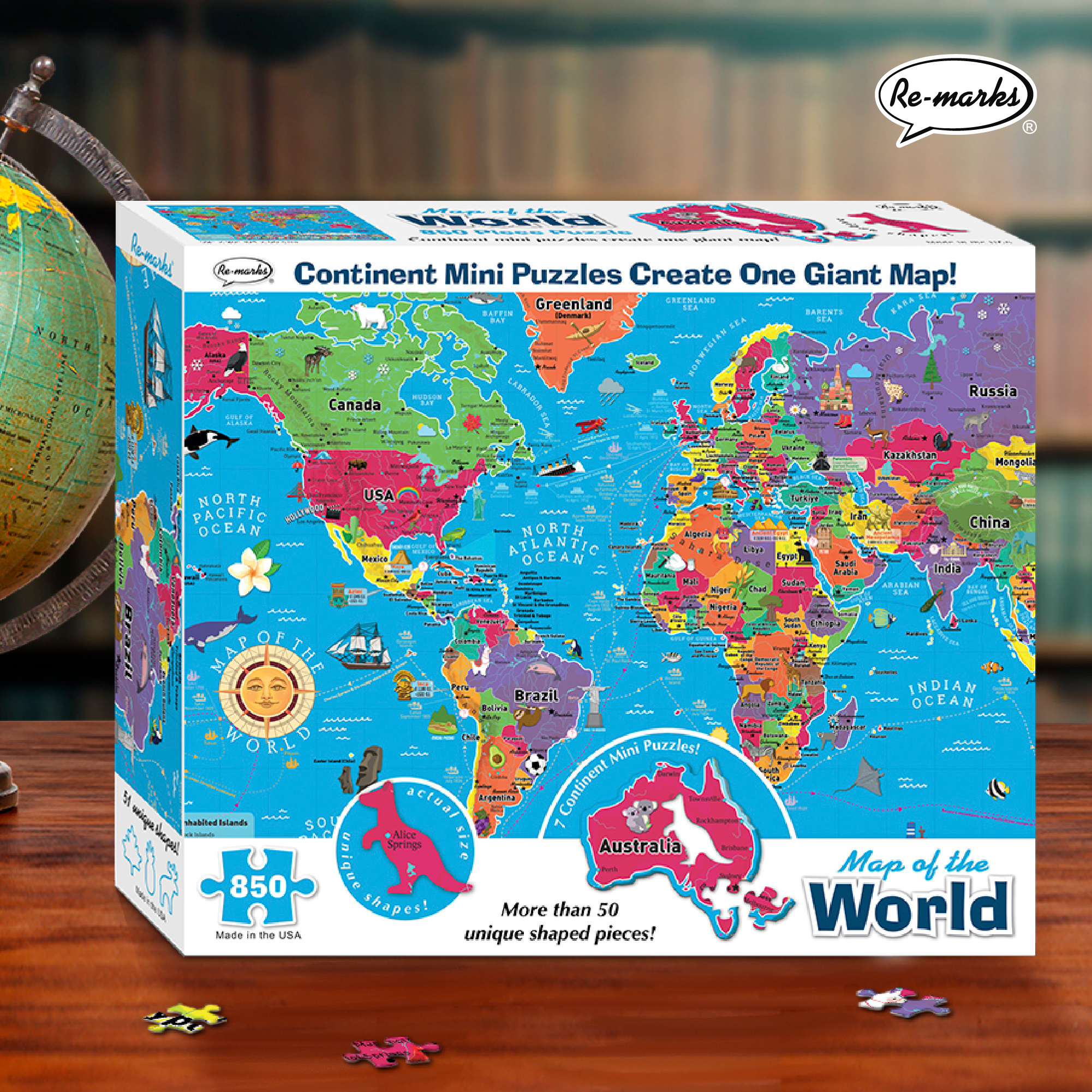 Amazon Re marks Map Of The World Deluxe Jigsaw Puzzle With Whimsy Pieces Toys Games